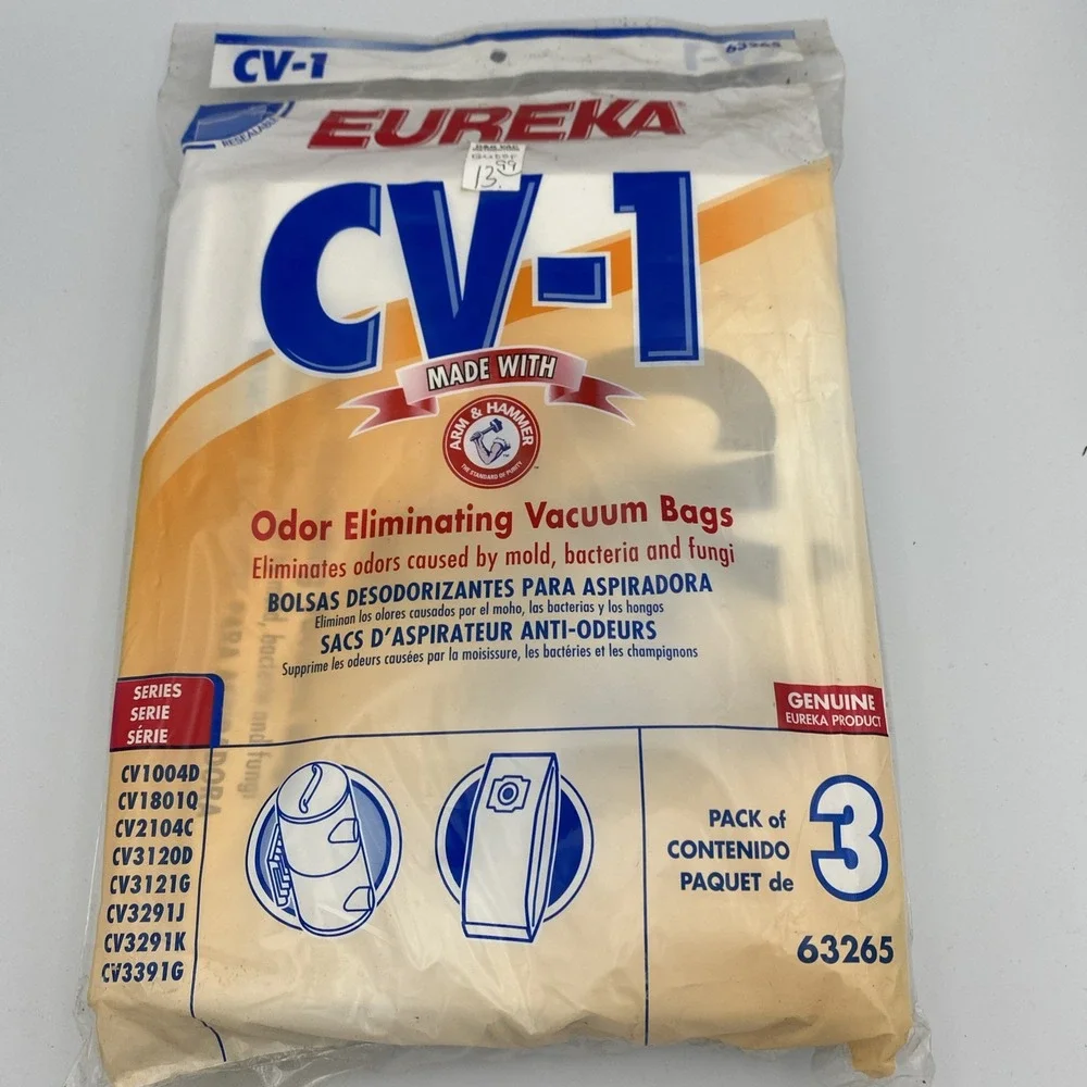 Eureka Style CV-1 Central Vacuum Bags 1 Pack‎ Of 3 63265 Oder Elimination